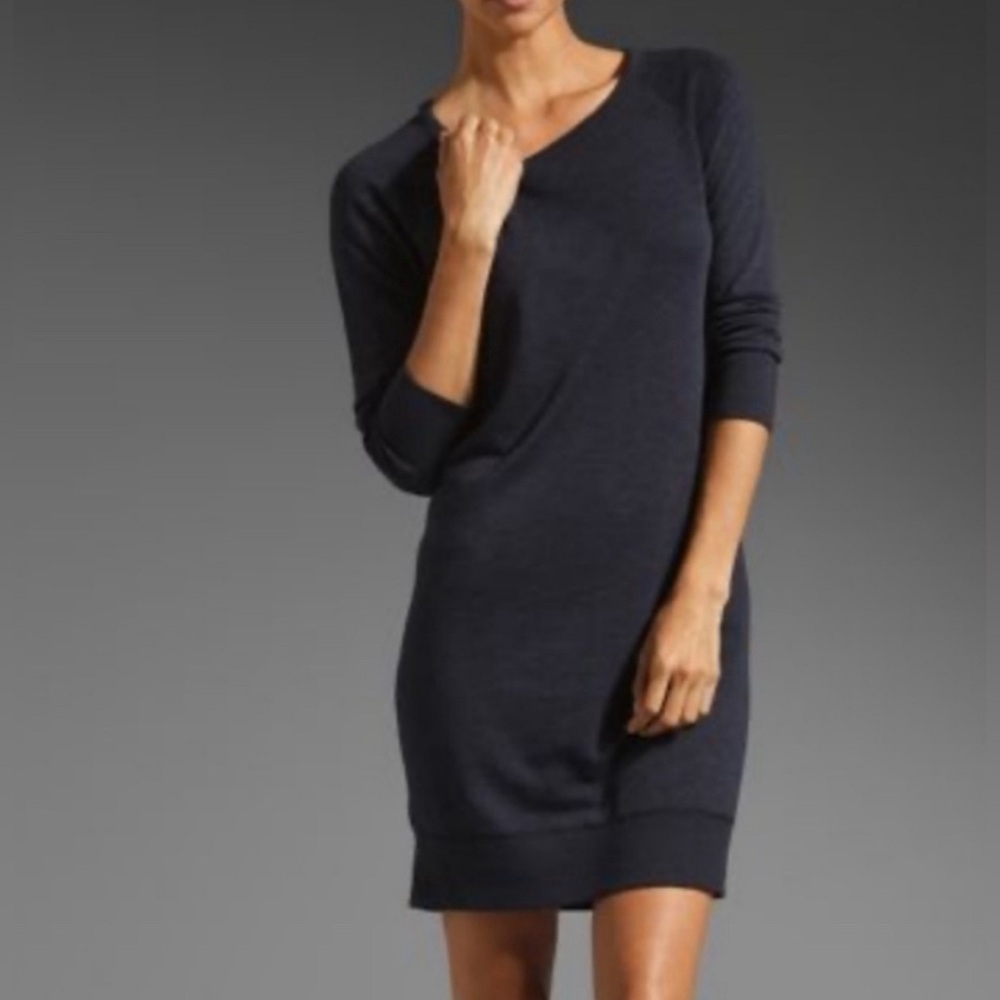 James Perse Heathered Raglan Sweatshirt Dress in Black ~ Size 1